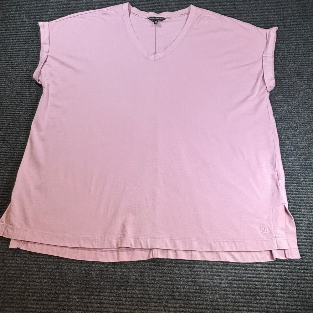 Banana Republic Womens XXL Pink V-Neck Rolled Cuff Cotton Modal T-Shirt 1562662